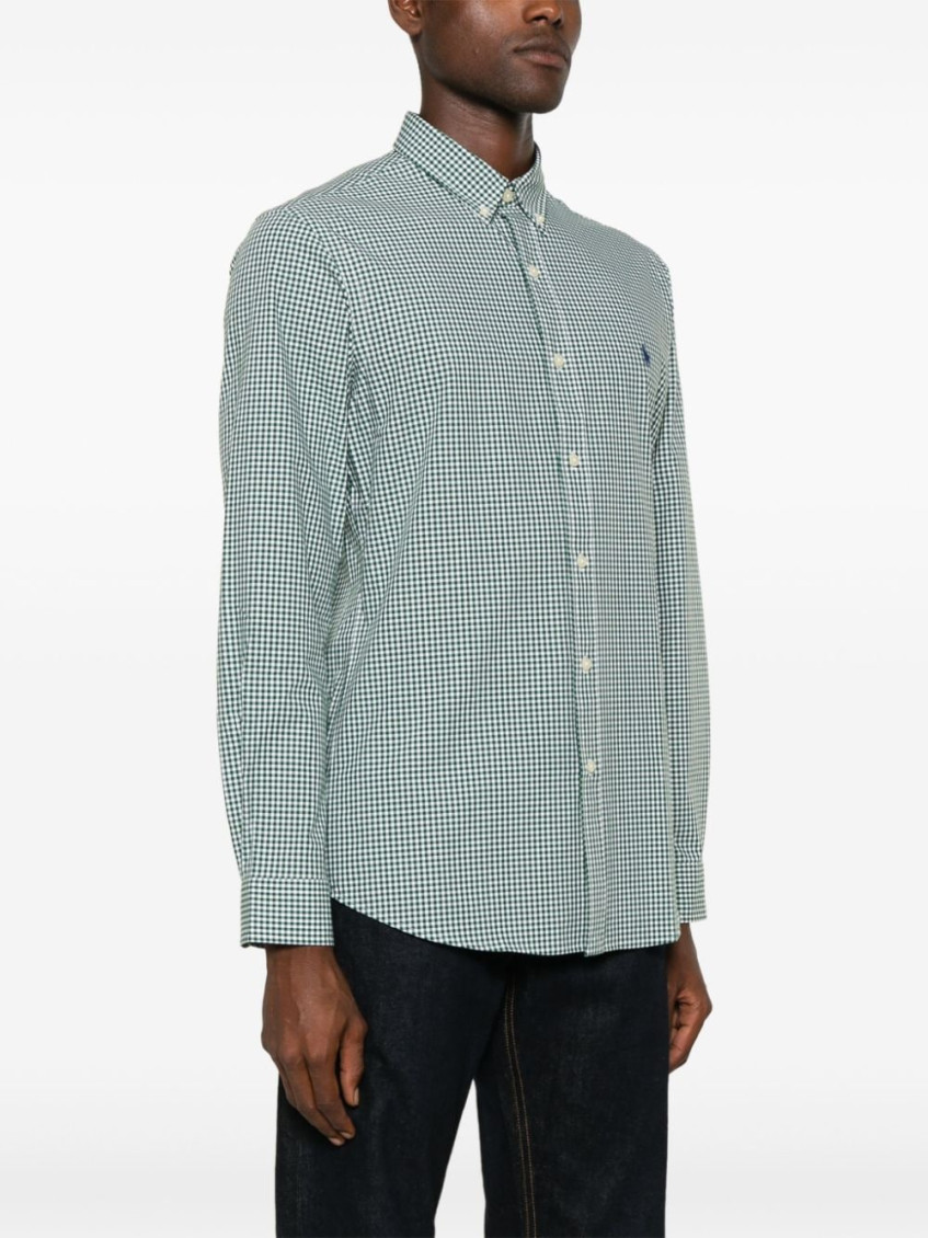 Logo Embroidered Checked Shirt