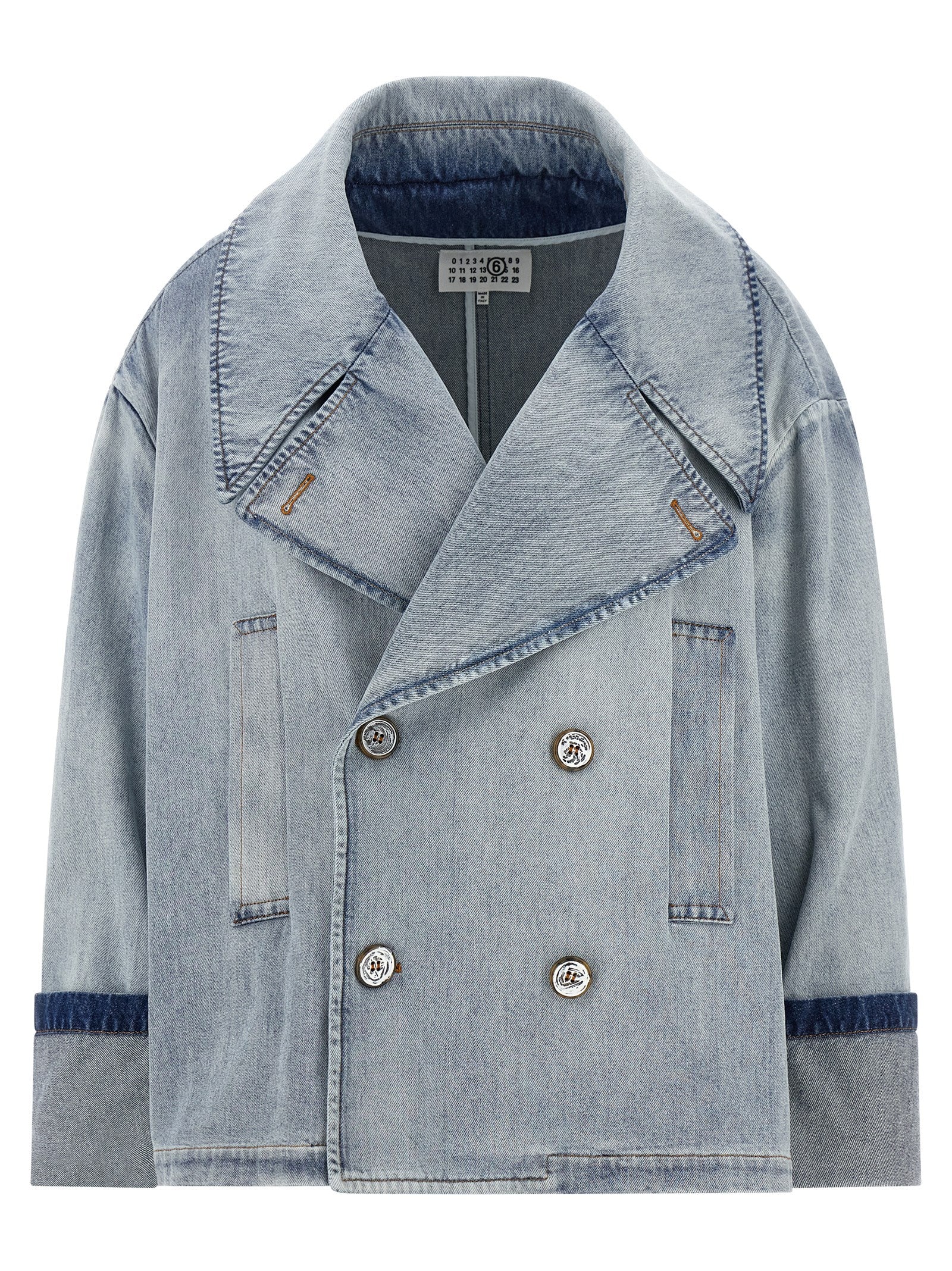 Double-Breasted Denim Jacket — Blue