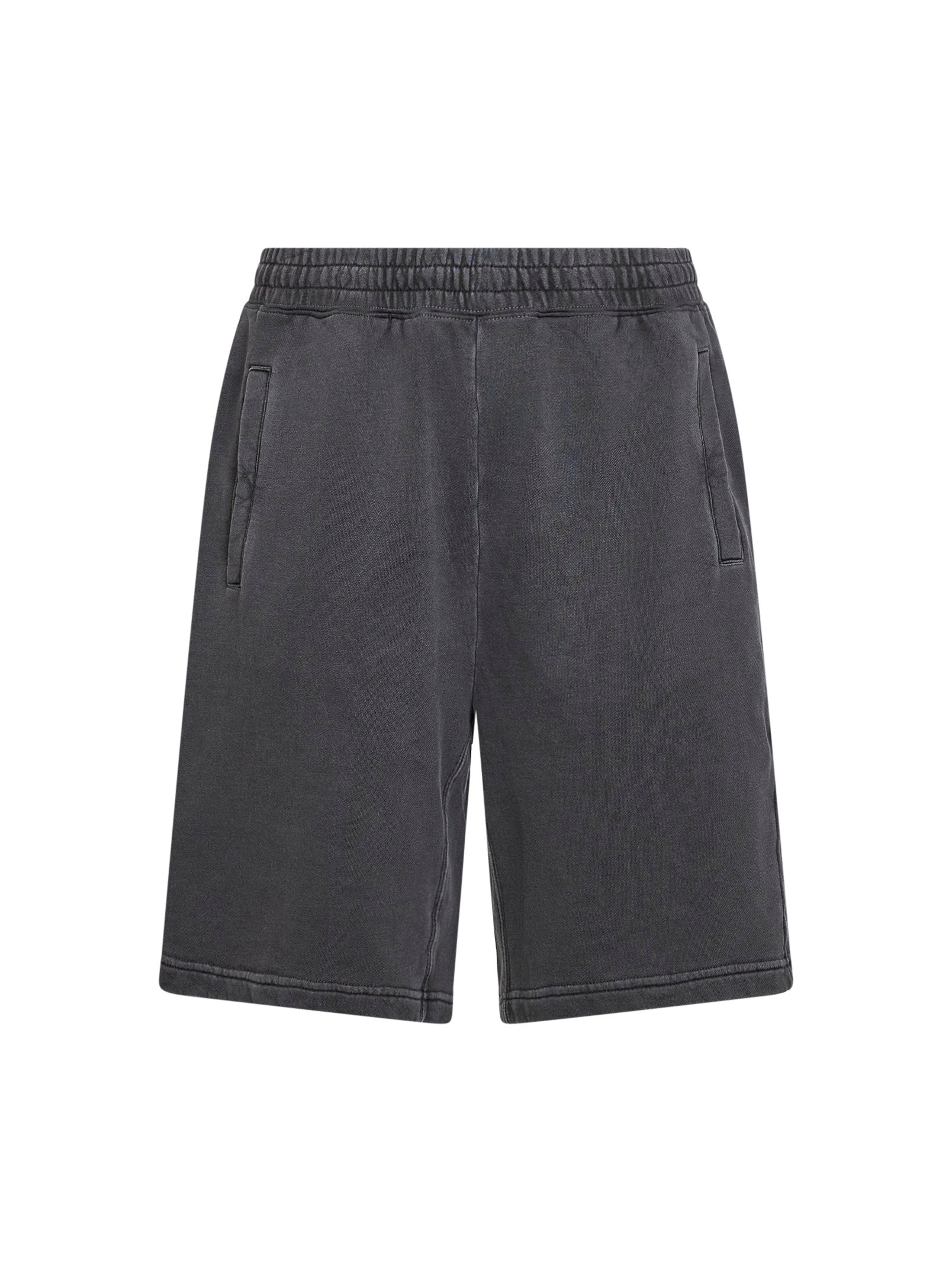 Garment-Dyed Cotton Jogger Shorts — Gray