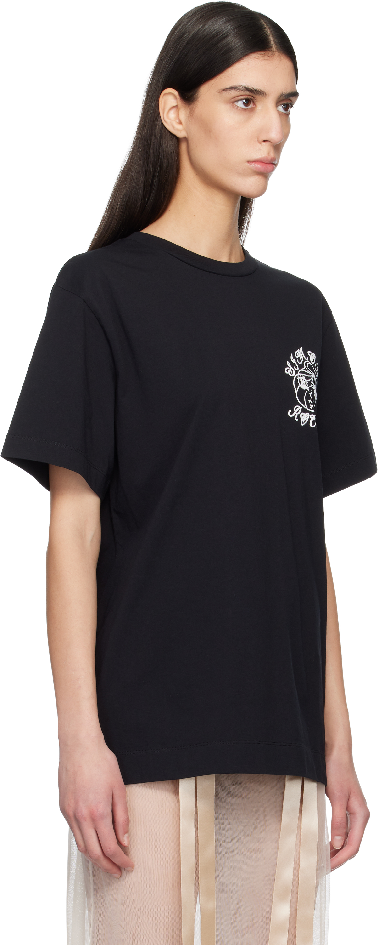 Black Dim Sum Logo Print T-shirt