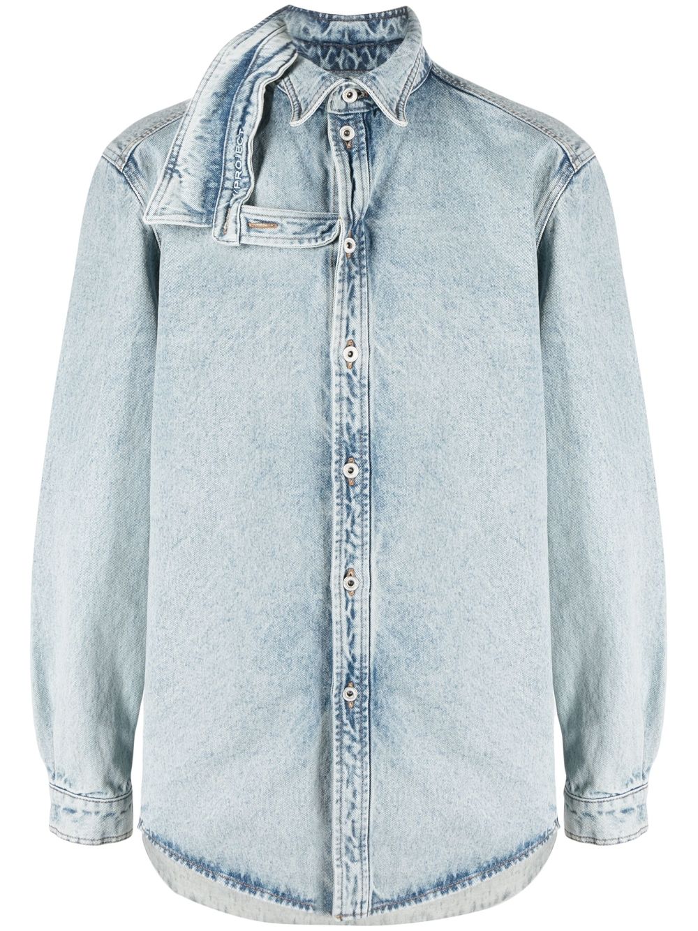 Double-collar denim shirt - Blue