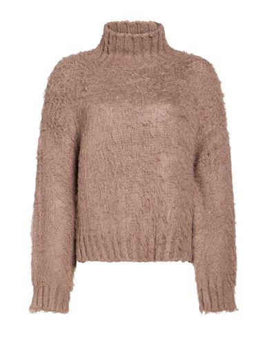 Woman Turtleneck Taupe Size M Silk