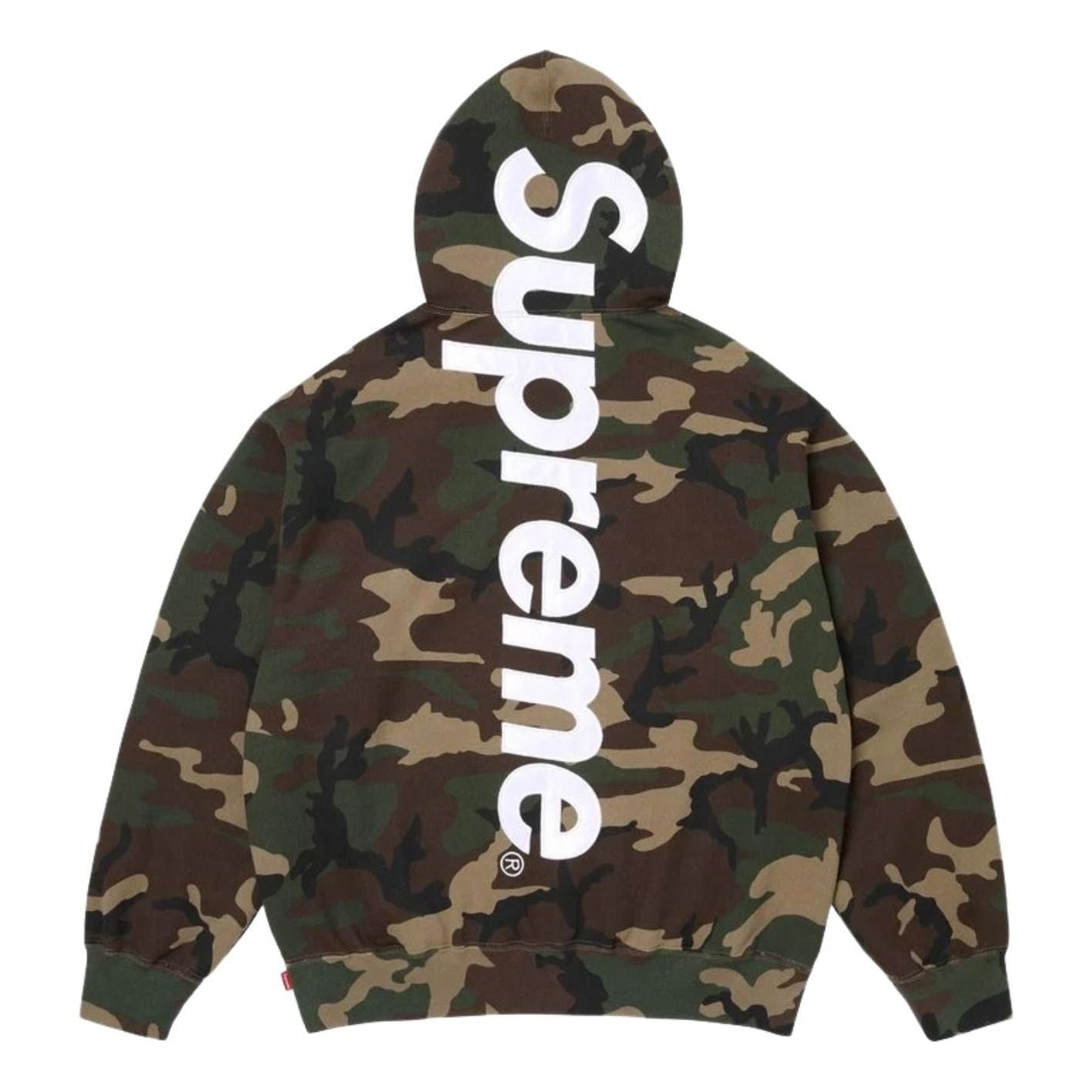 SS26 Satin Appliqué Hooded Sweatshirt 'Woodland Camo'