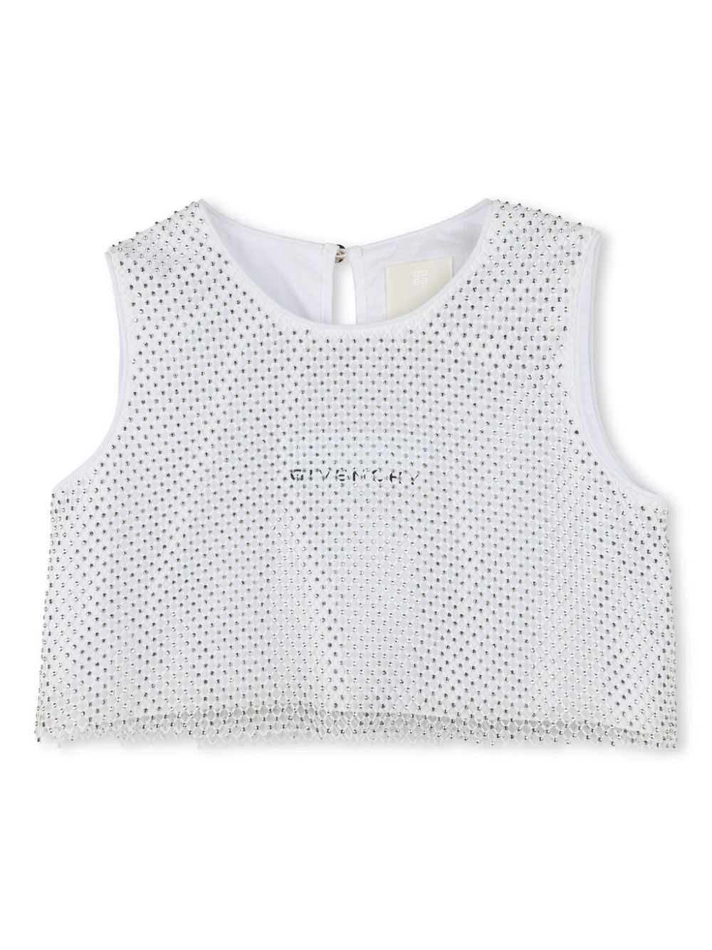 Rhinestone-embellished mesh top - Grey