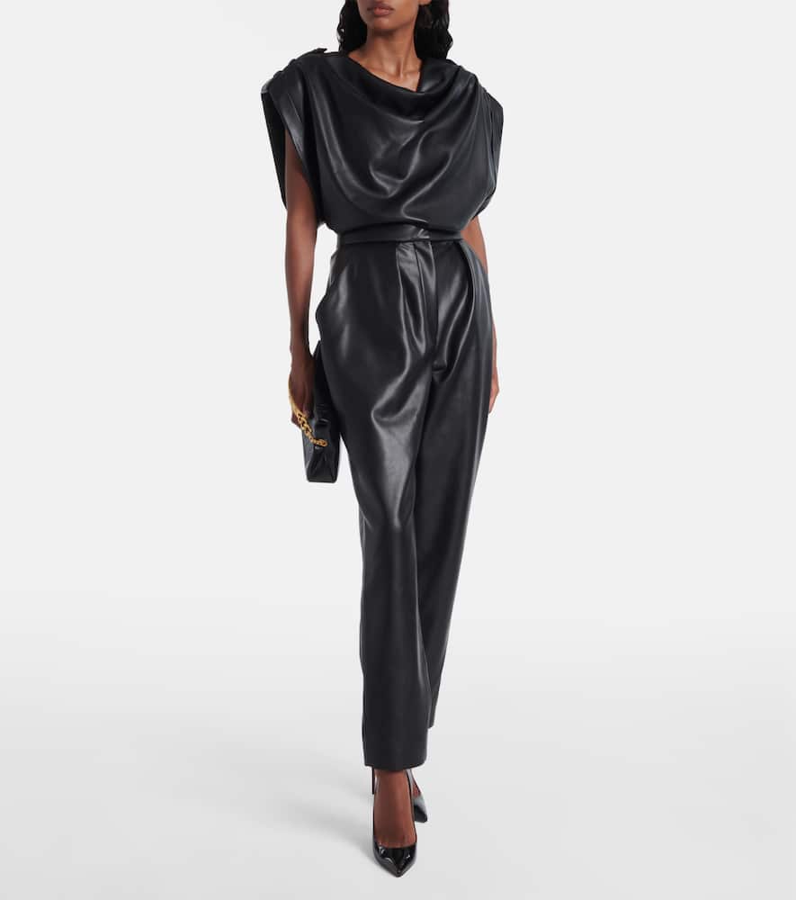 Faux leather tapered pants