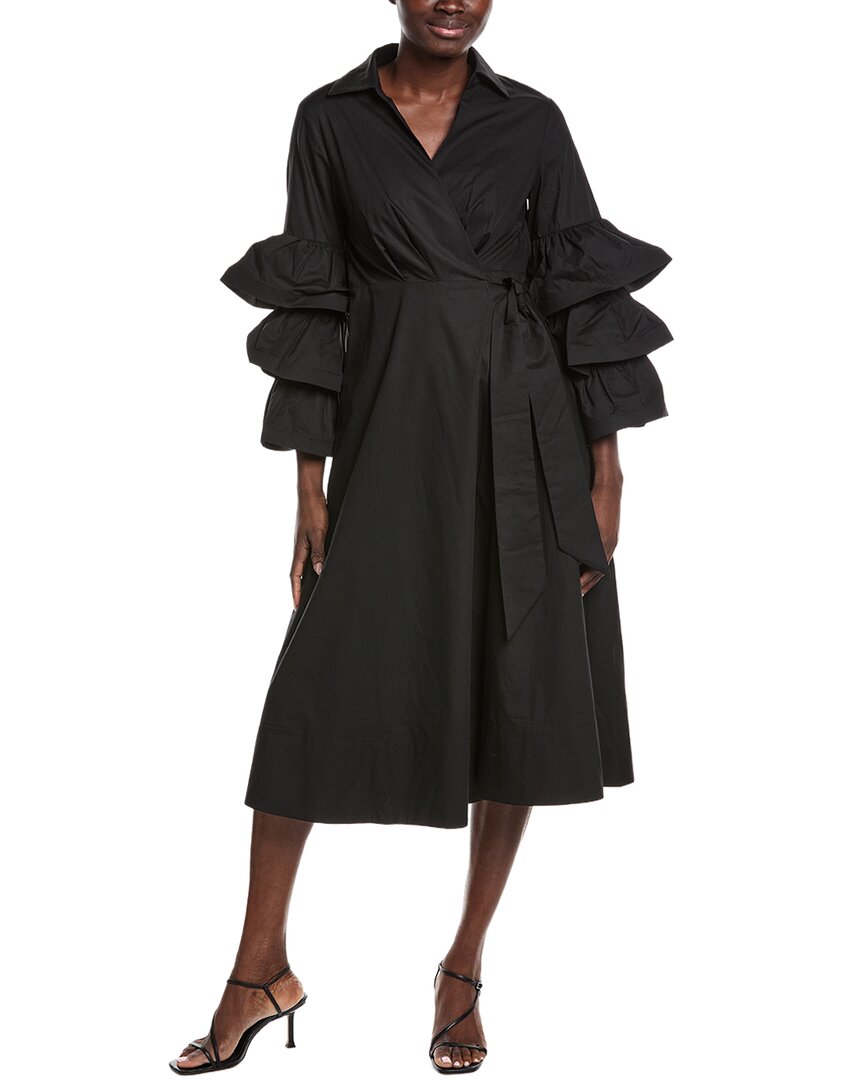 Layered Sleeve Wrap Midi Dress