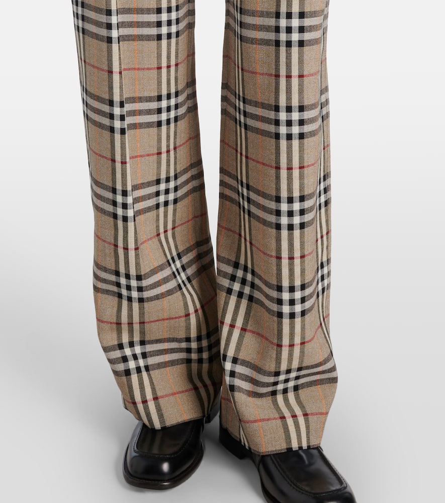 Check belted wide-leg pants