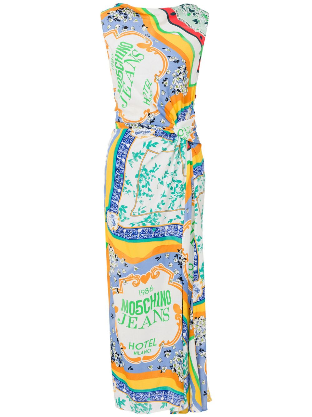 Printed midi dress - White
