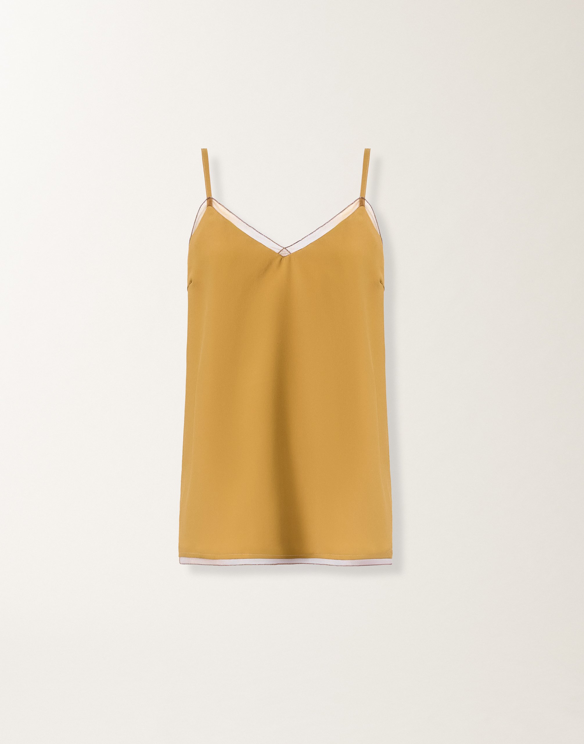 Crepe de chine lingerie top, mustard