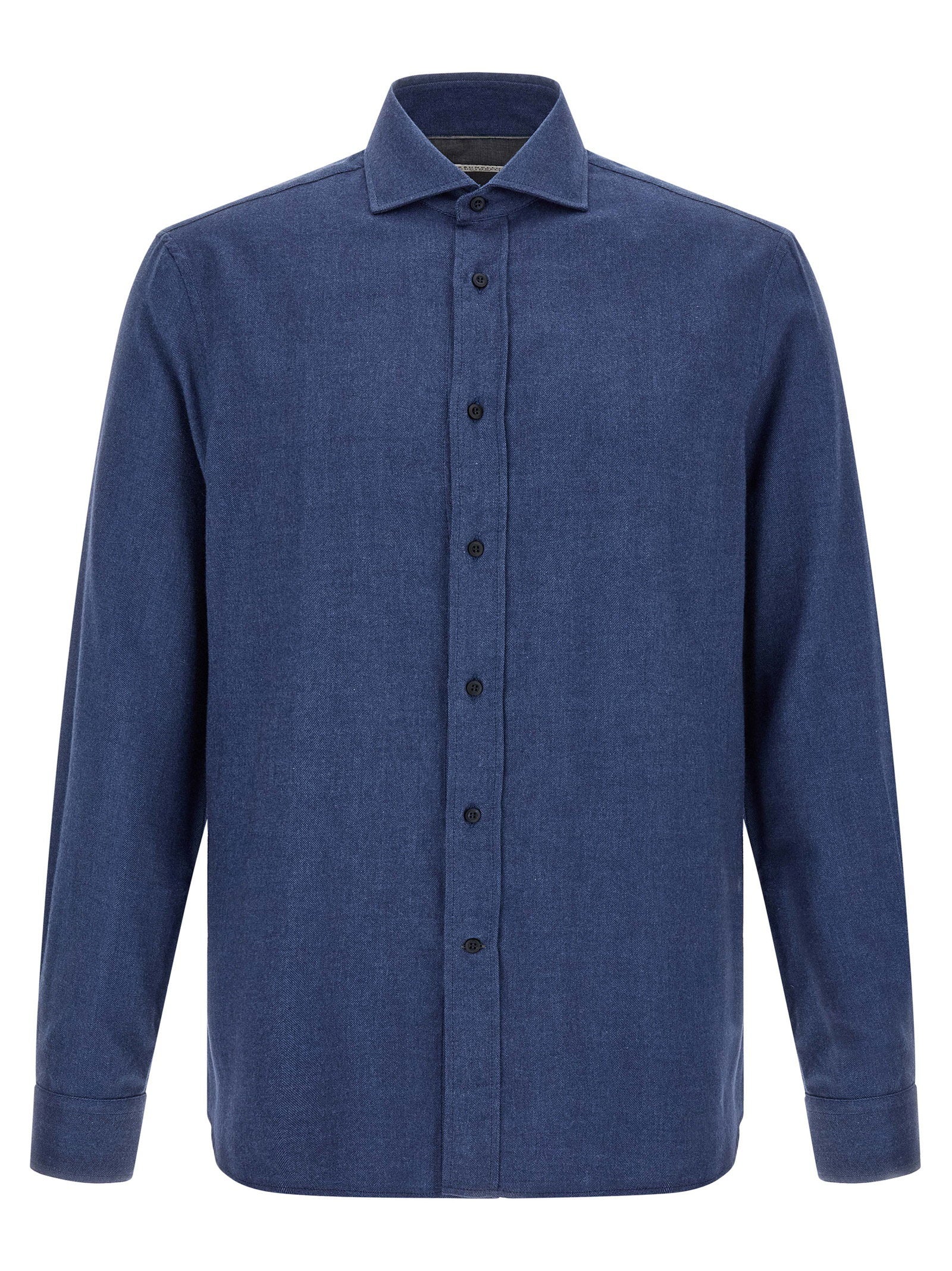 Herringbone Cotton Shirt — Blue