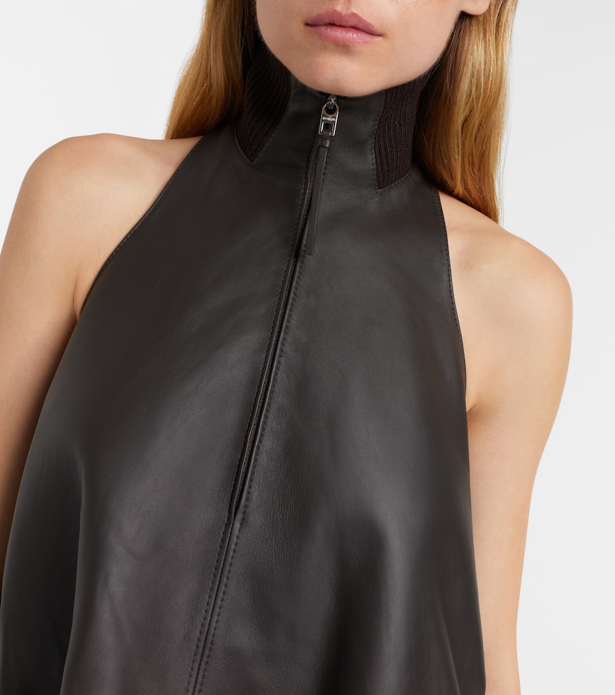 Triangle leather minidress