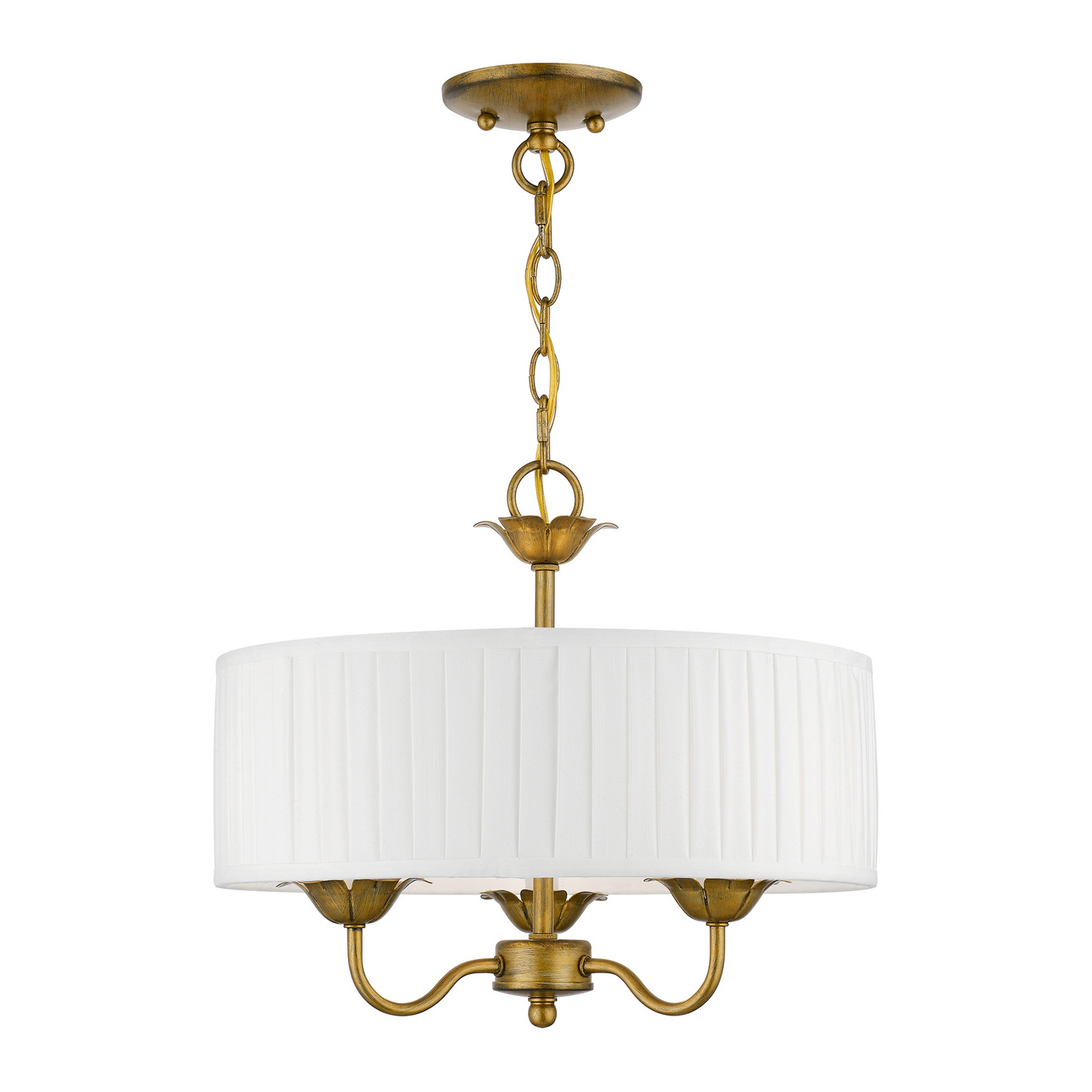 Antique Gold Leaf Three Light Pendant from the Edinburgh Collection