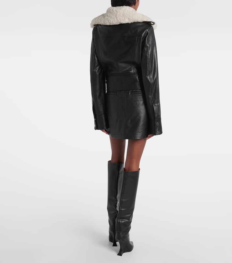 Toscana shearling-trimmed leather jacket