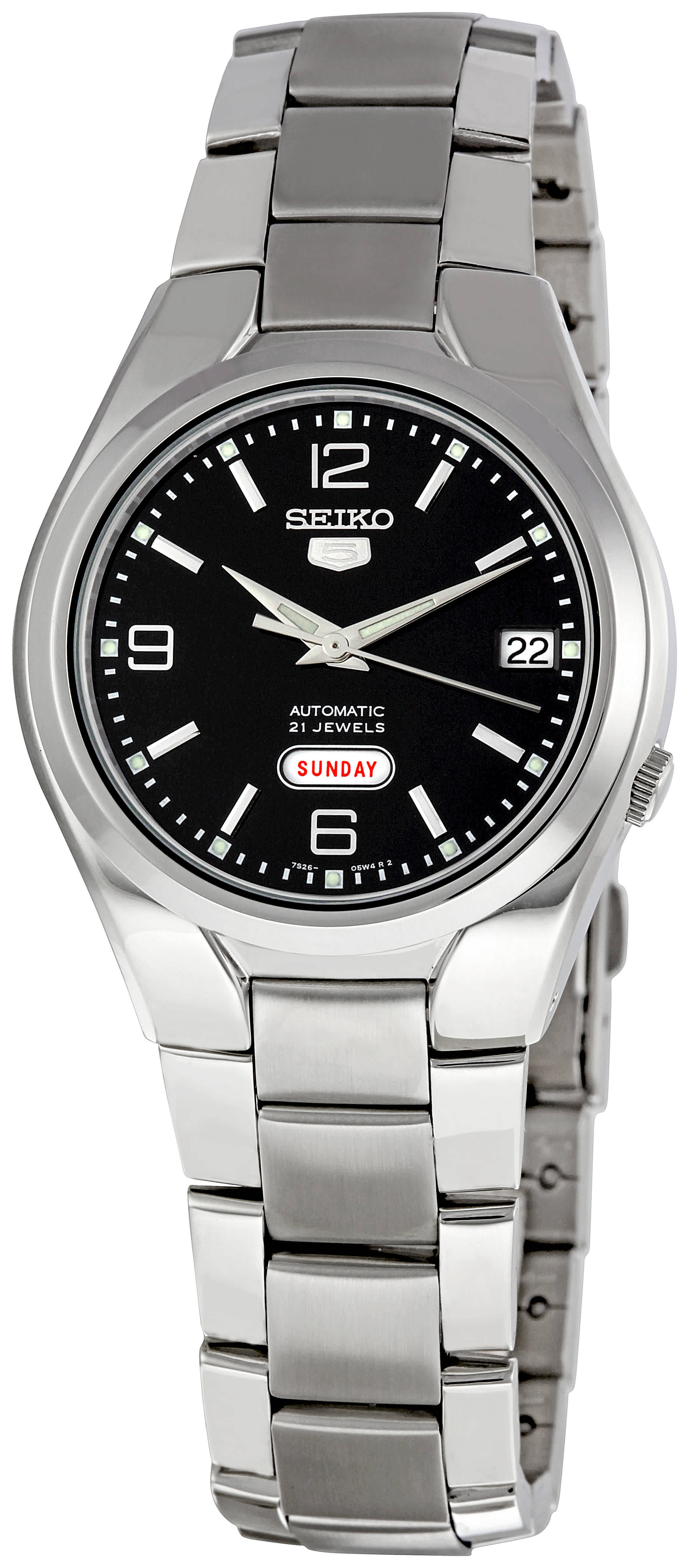 5 Black Dial Stainless Steel Mens Watch SNK623