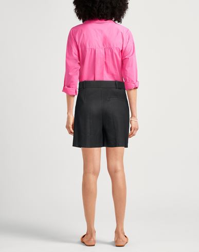 Woman Shorts & Bermuda Shorts Black Size 10 Linen, Polyester, Viscose, Elastane