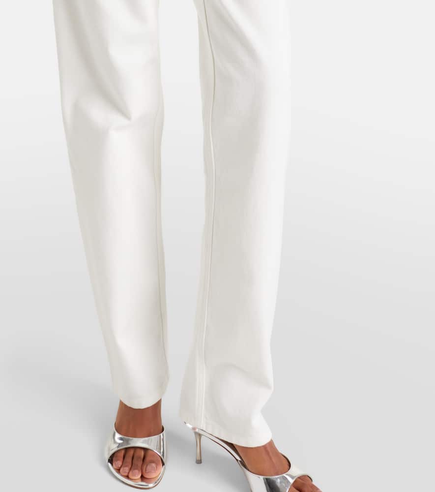 Distressed embellished wide-leg jeans
