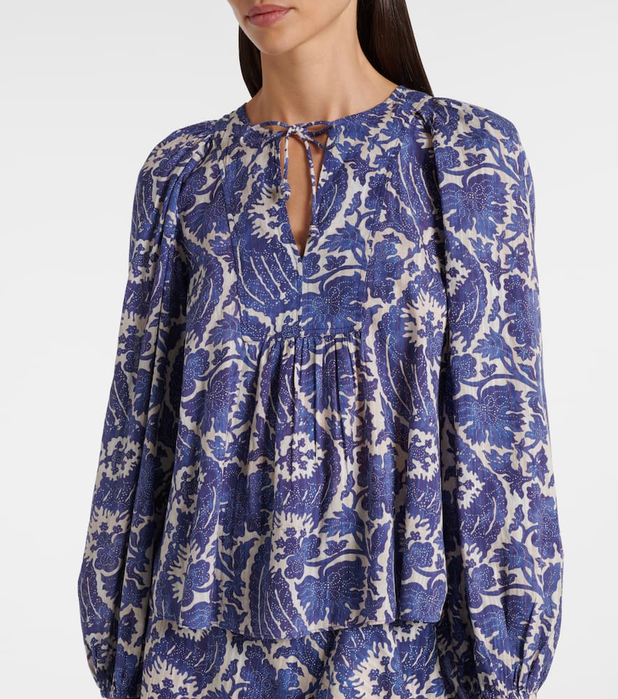 Brea printed cotton-blend blouse