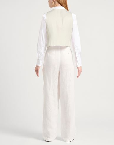 Woman Tailored Vest Cream Size 10 Viscose, Linen