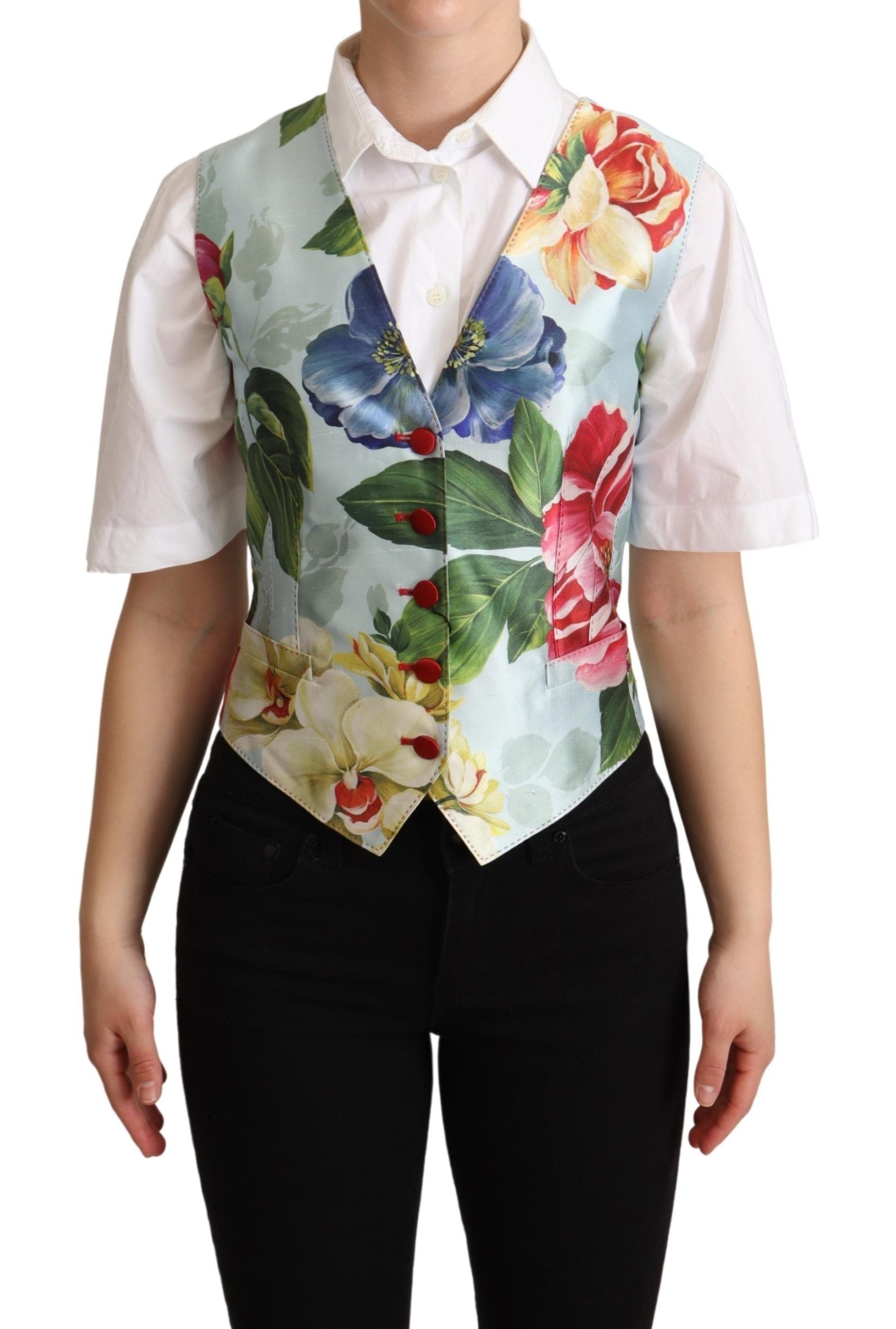 Floral Silk Waistcoat — Green