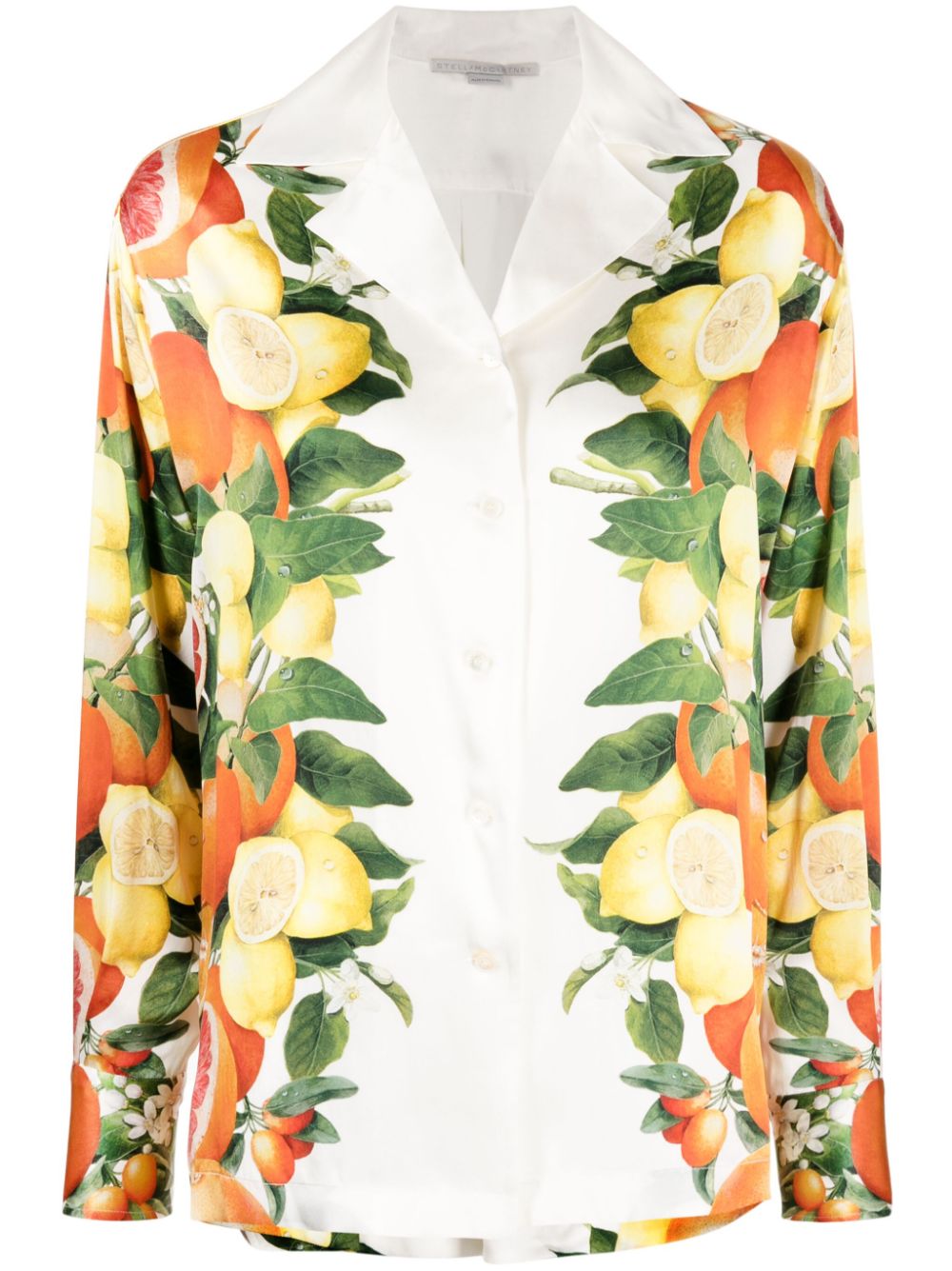 Fruit-print silk shirt - White