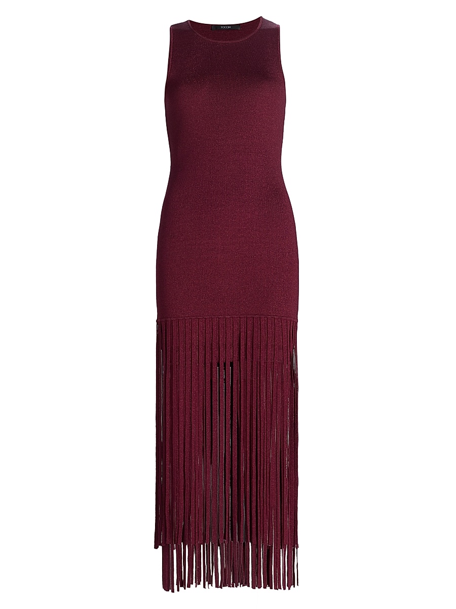Women's Margaux Fringe-Hem Dress - Electric Cherry Gold