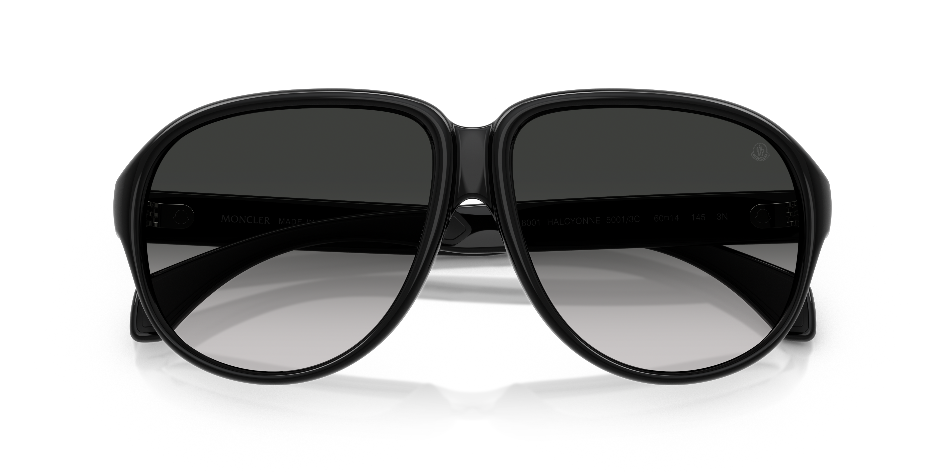 Moncler Unisex Moncler ME8001 HALCYONNE 50013C Gafas de sol Inyectado Negro Gris Piloto Normal Matizado