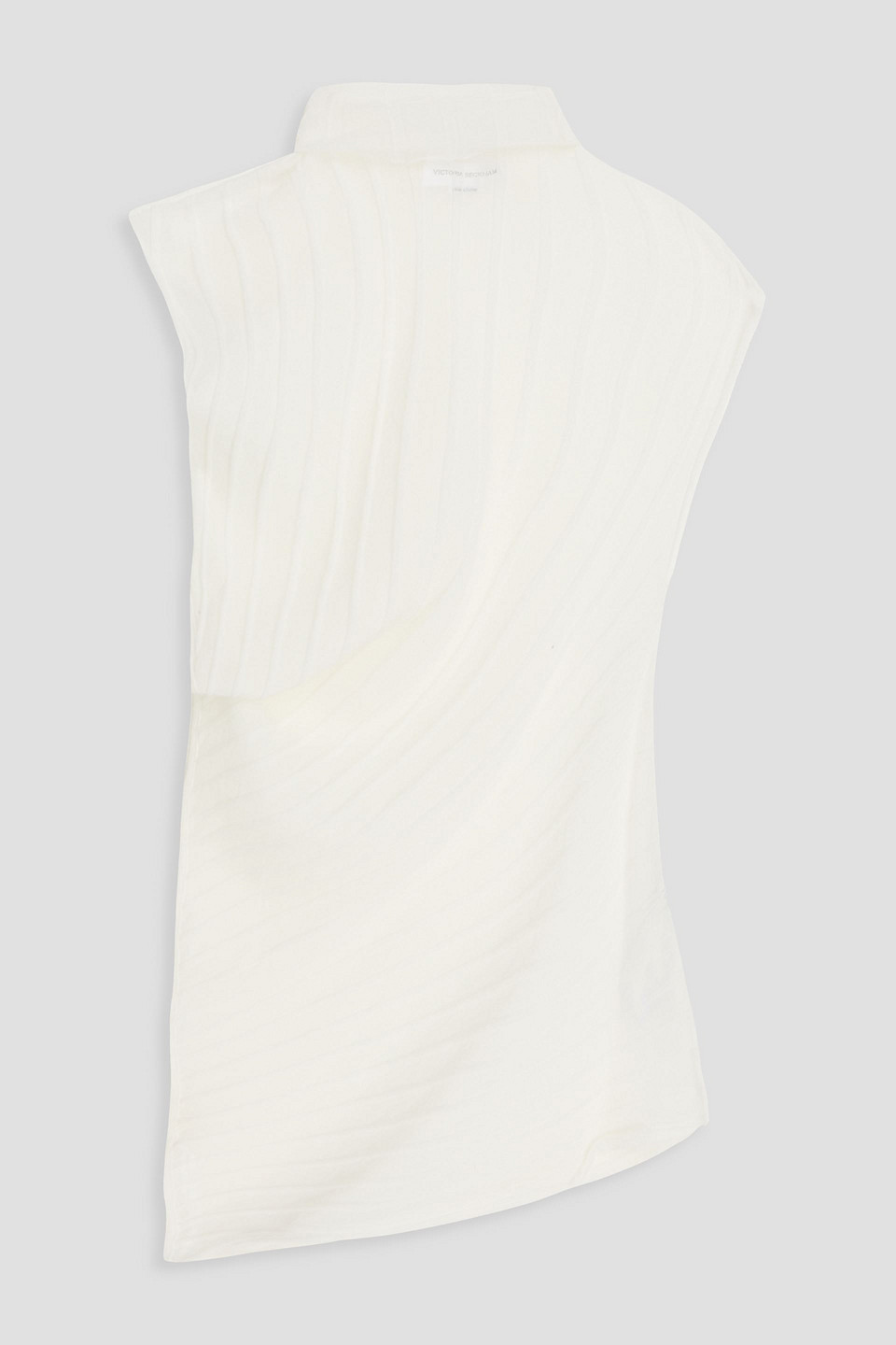 Draped ribbed cotton-blend turtleneck top - White - M
