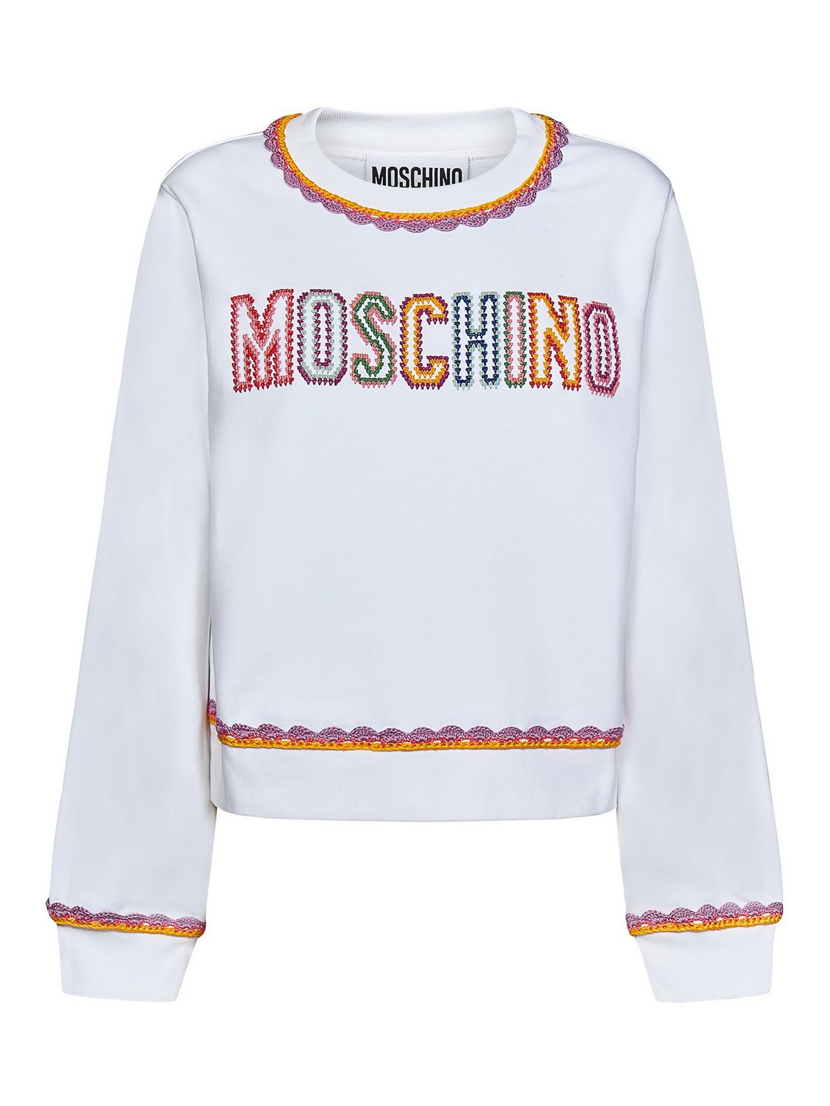 Sweater with multicolour edges and logo