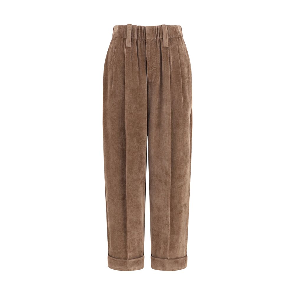 Viscose and Cashmere Blend Trousers — Brown