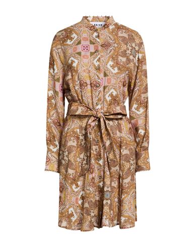 Woman Mini dress Khaki Size 10 Linen