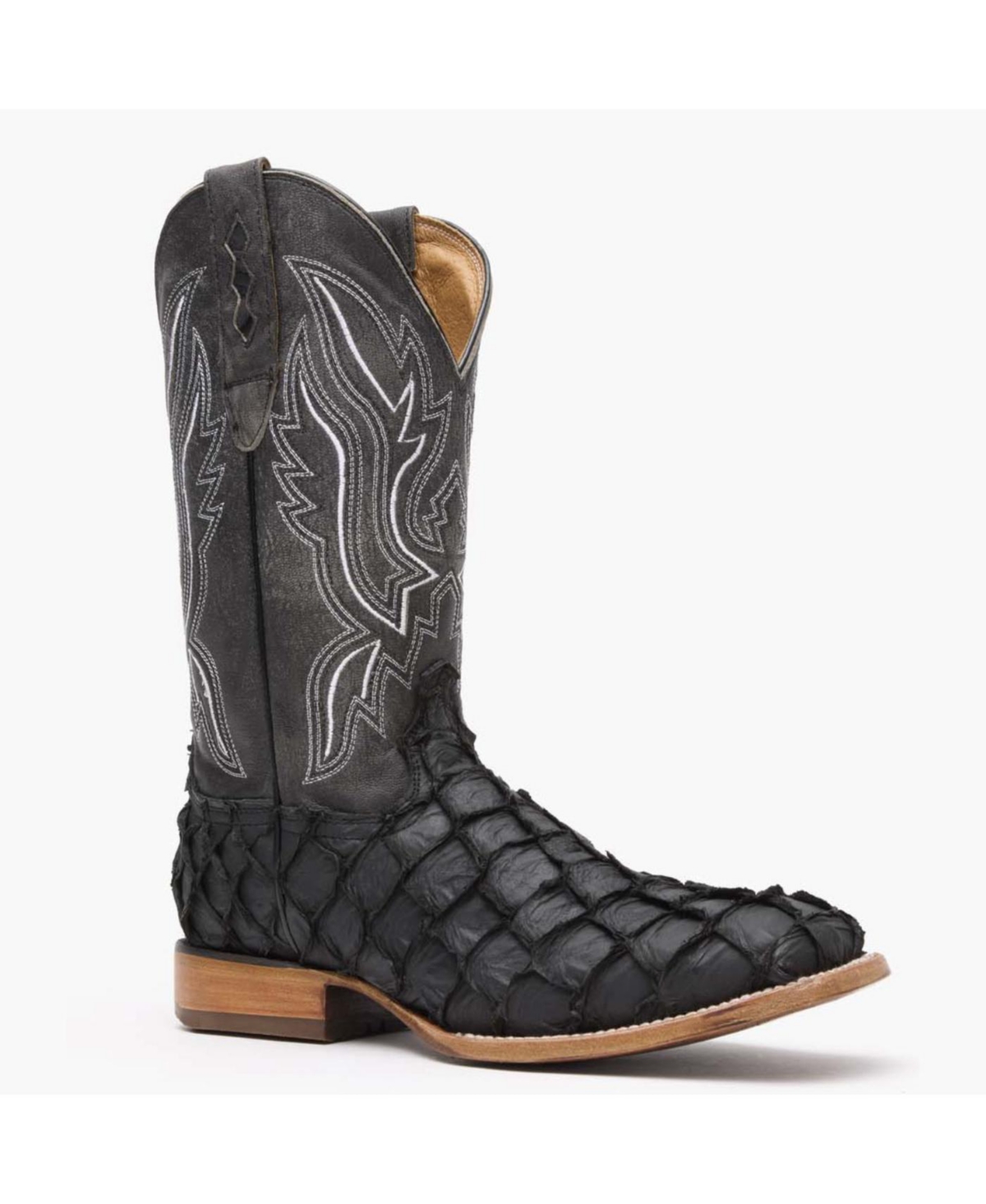 Men's Premium Exotics Matte Black Pirarucu Western Boot - Matte black pirarucu