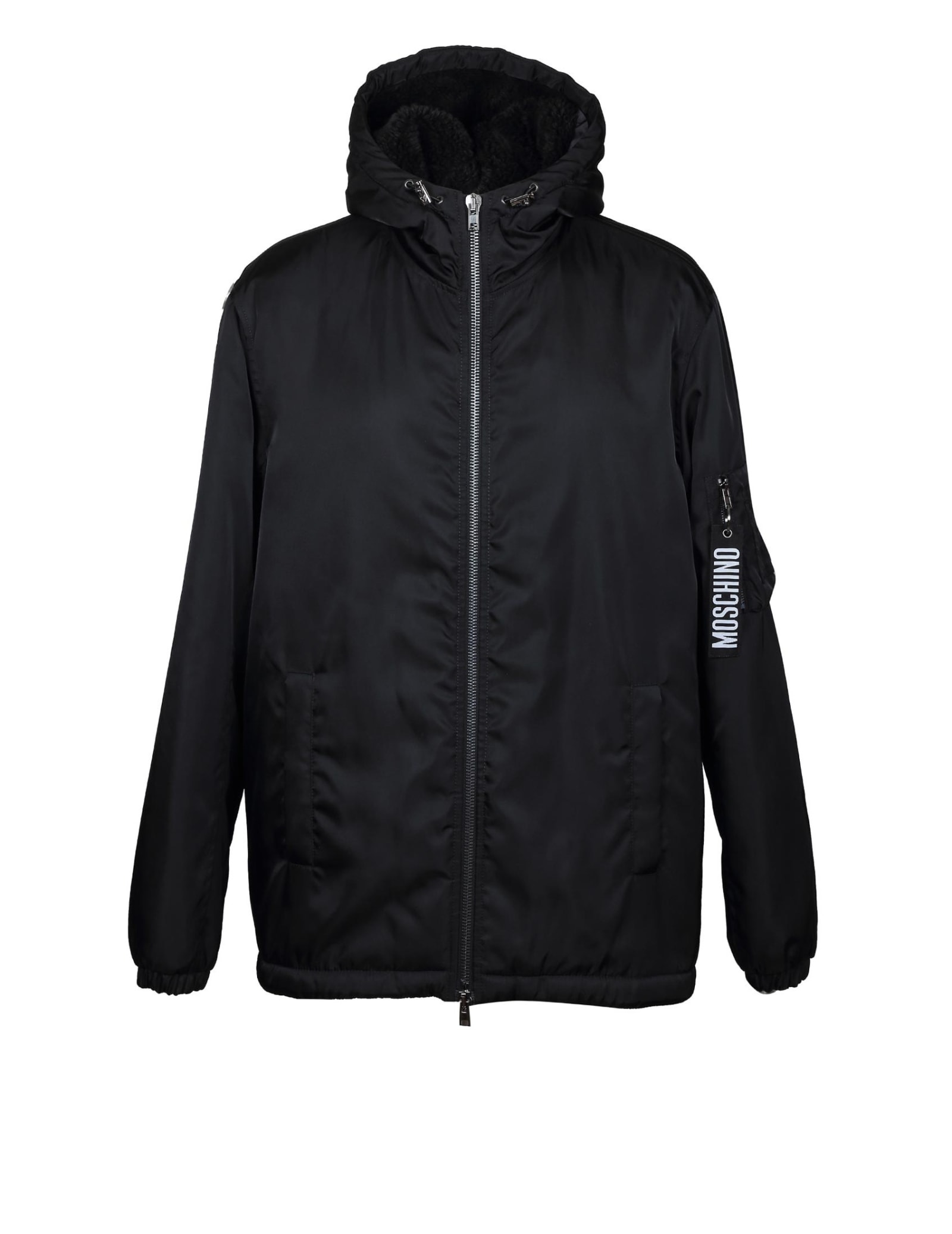 Logo charm padded jacket in black