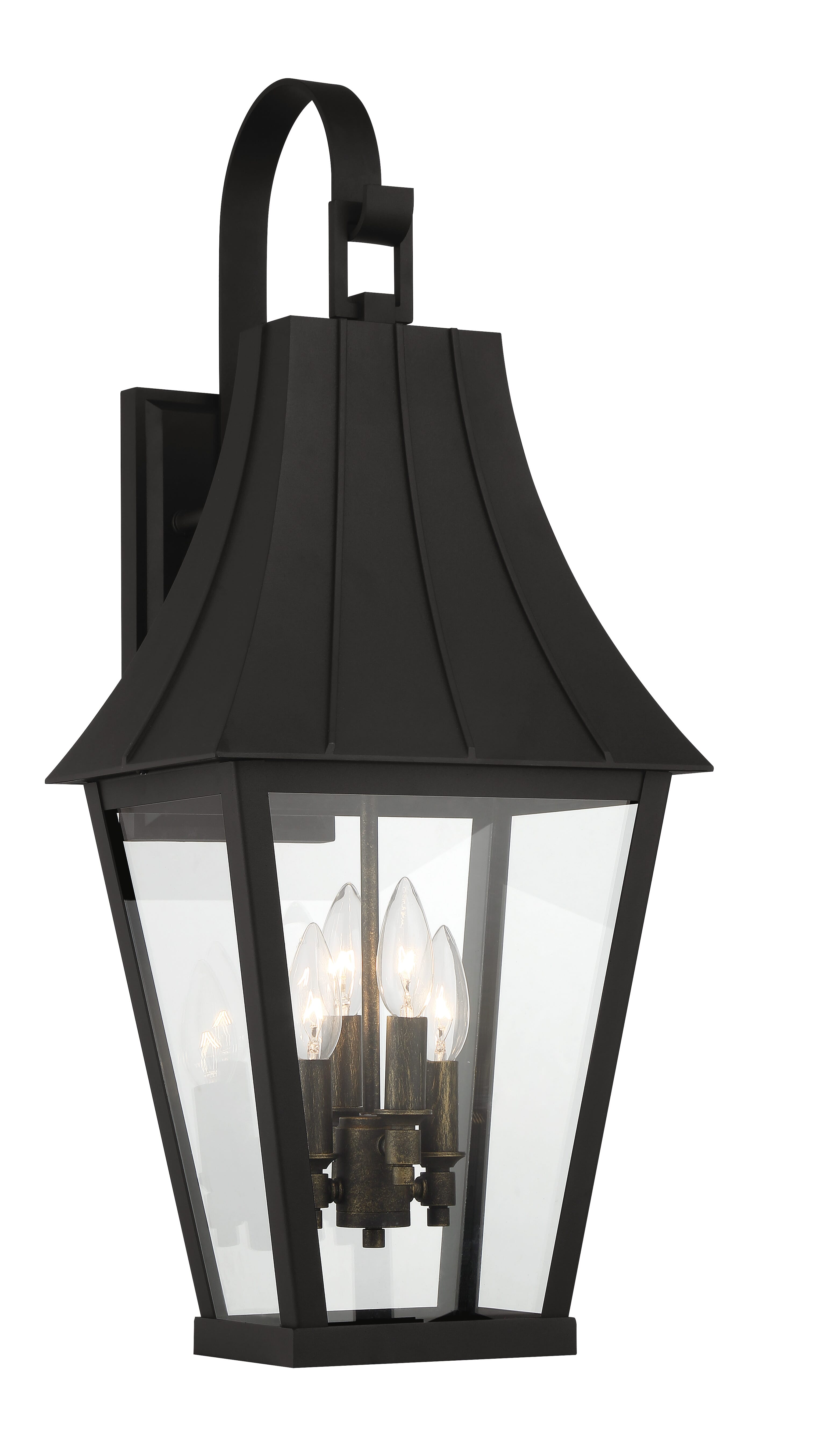 Chateau Grande 4-Light Outdoor Wall Light in Coal With Gold