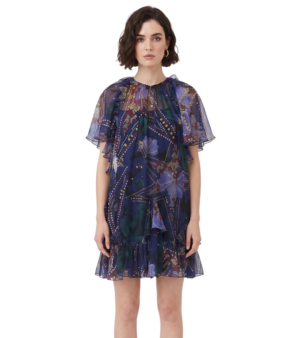 Ruffle-detail mini dress