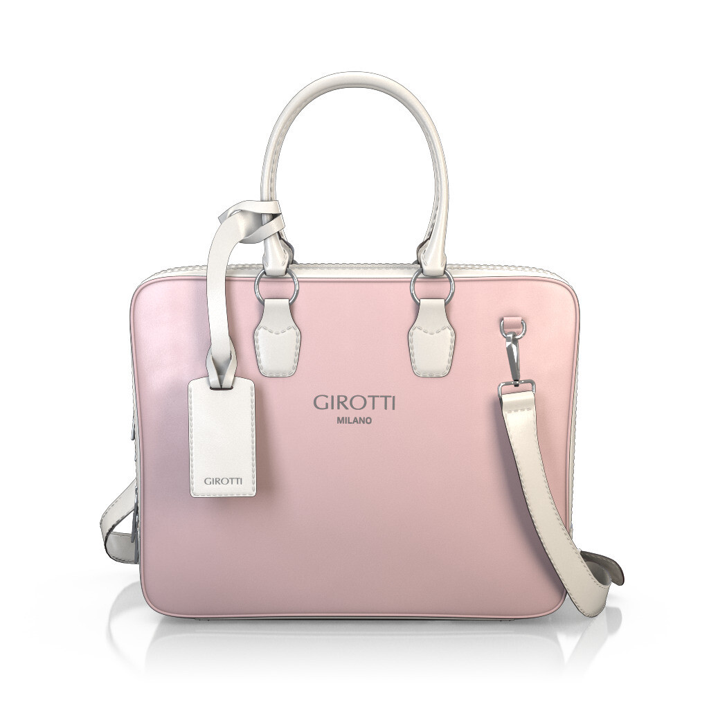 Custom Women's Laptop Bag - Coral Pink Leather - GIROTTI