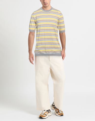 Man Sweater Yellow Size 42 Cotton, Linen, Polyester