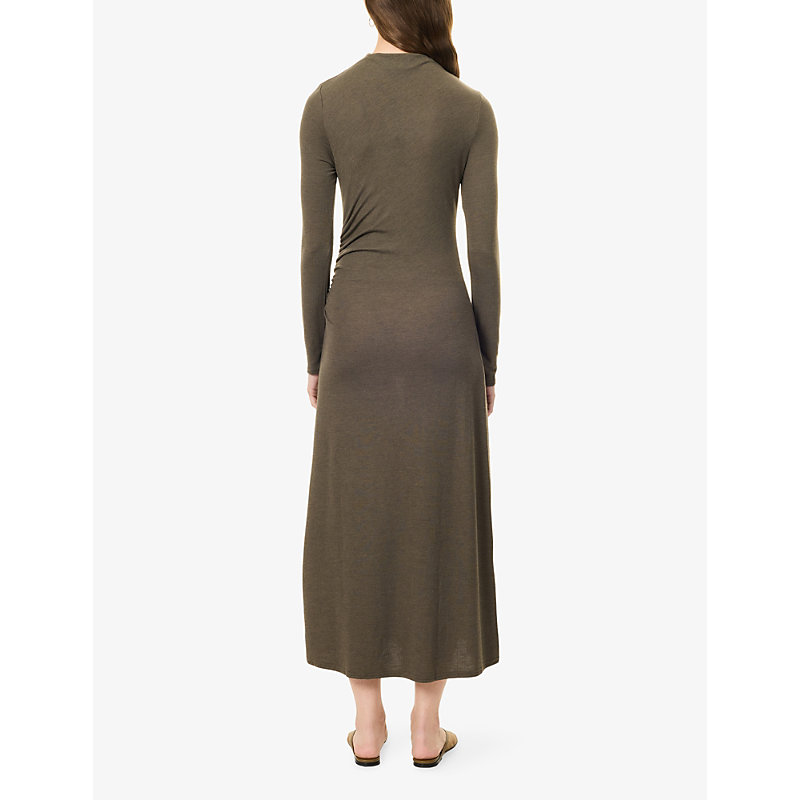 Womens Margaret Draped-Panel Jersey Midi Dress
