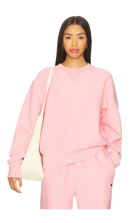 Champion Essentials Reverse Weave Crew Neck Sweatshirt in Pink. L. Also in M, S