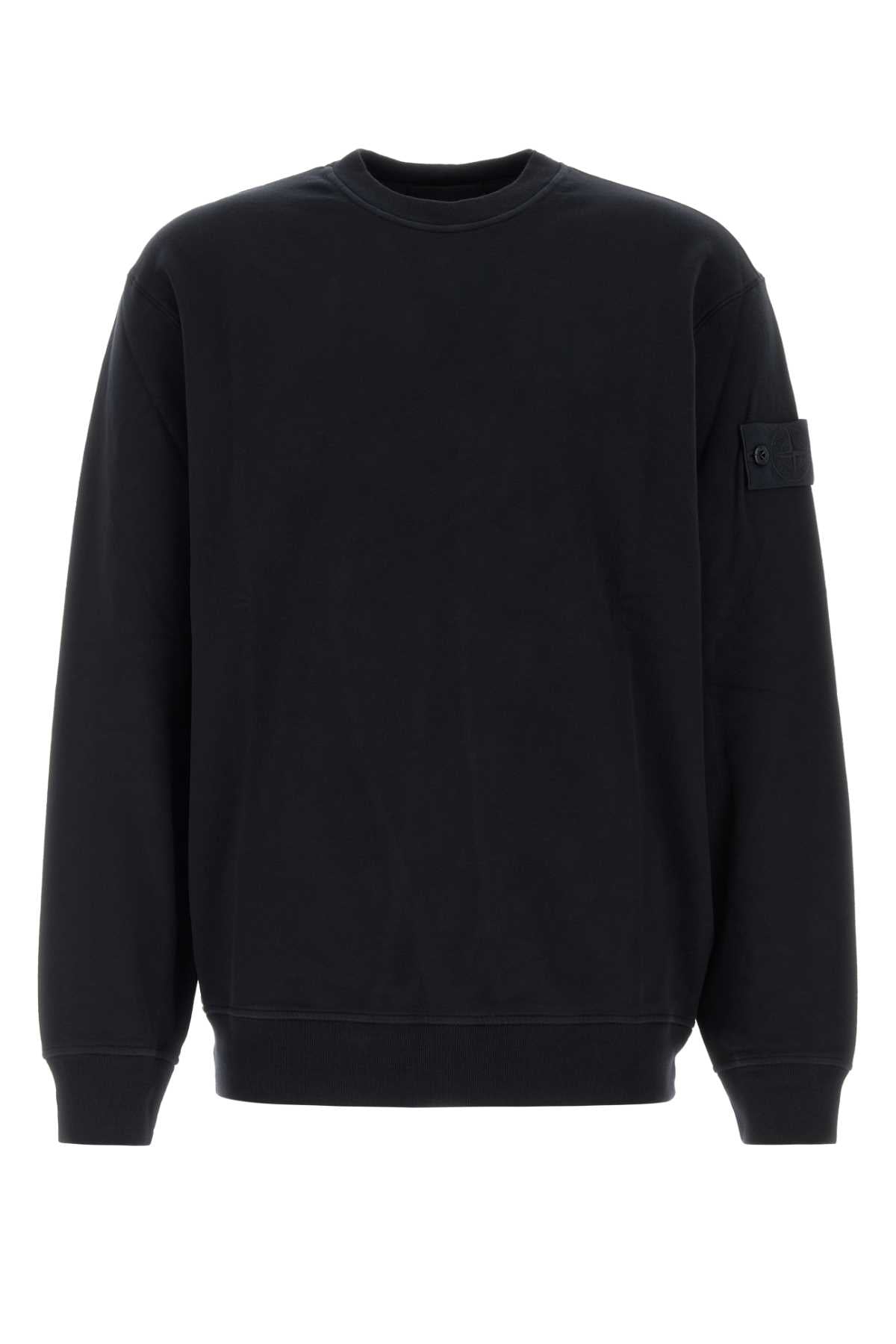 Cotton-Elastane Crewneck Sweatshirt — Navy