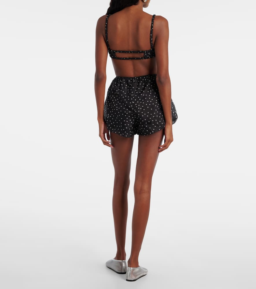 Polka-dot high-rise silk shorts