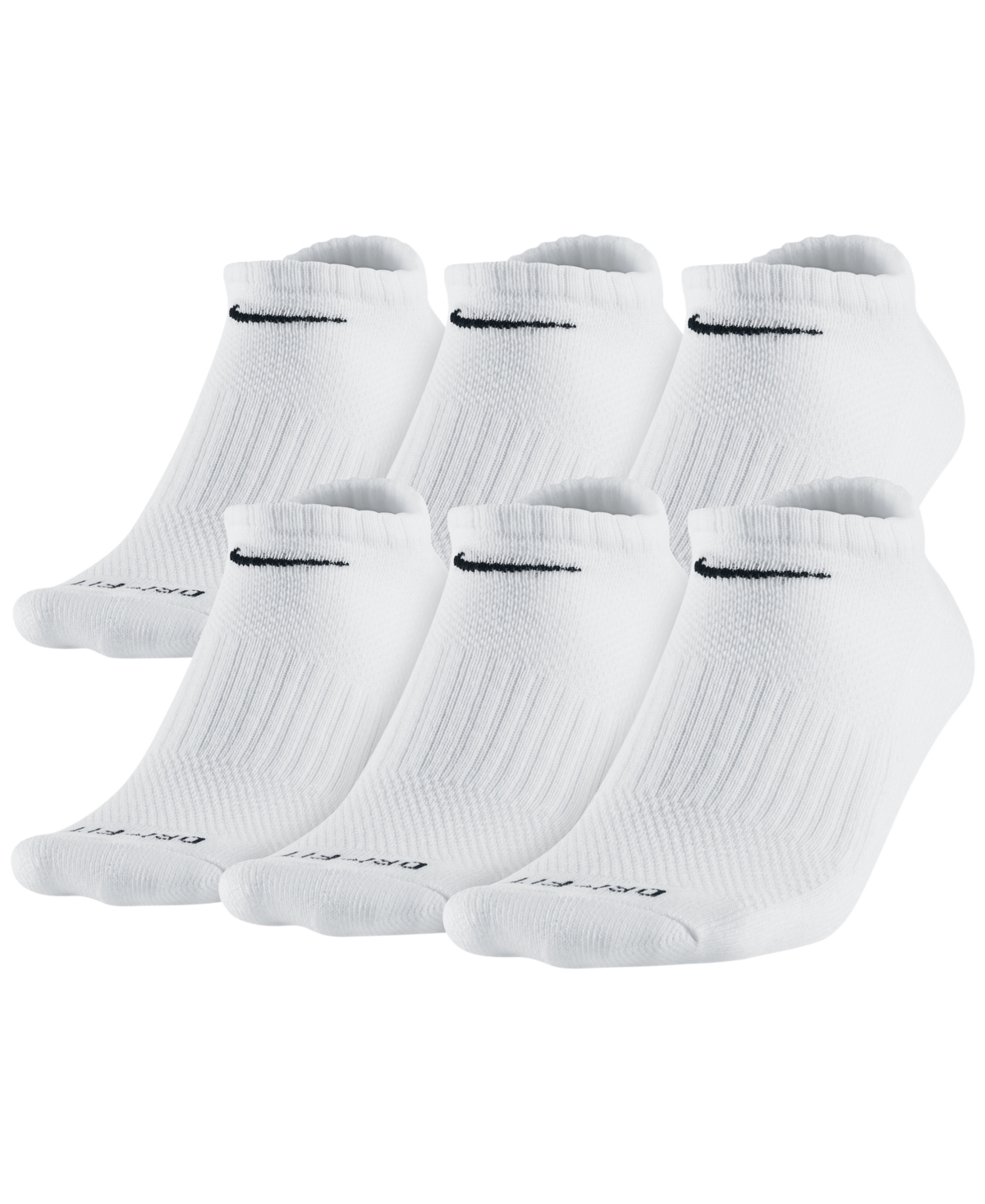 Men's Everyday Plus Cushioned Training No-Show Socks 6 Pairs - White