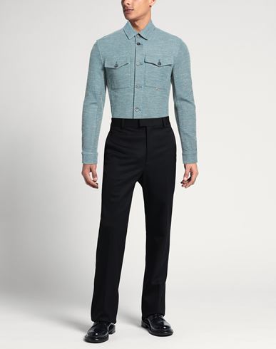Man Shirt Blue Size 40 Polyester, Cotton