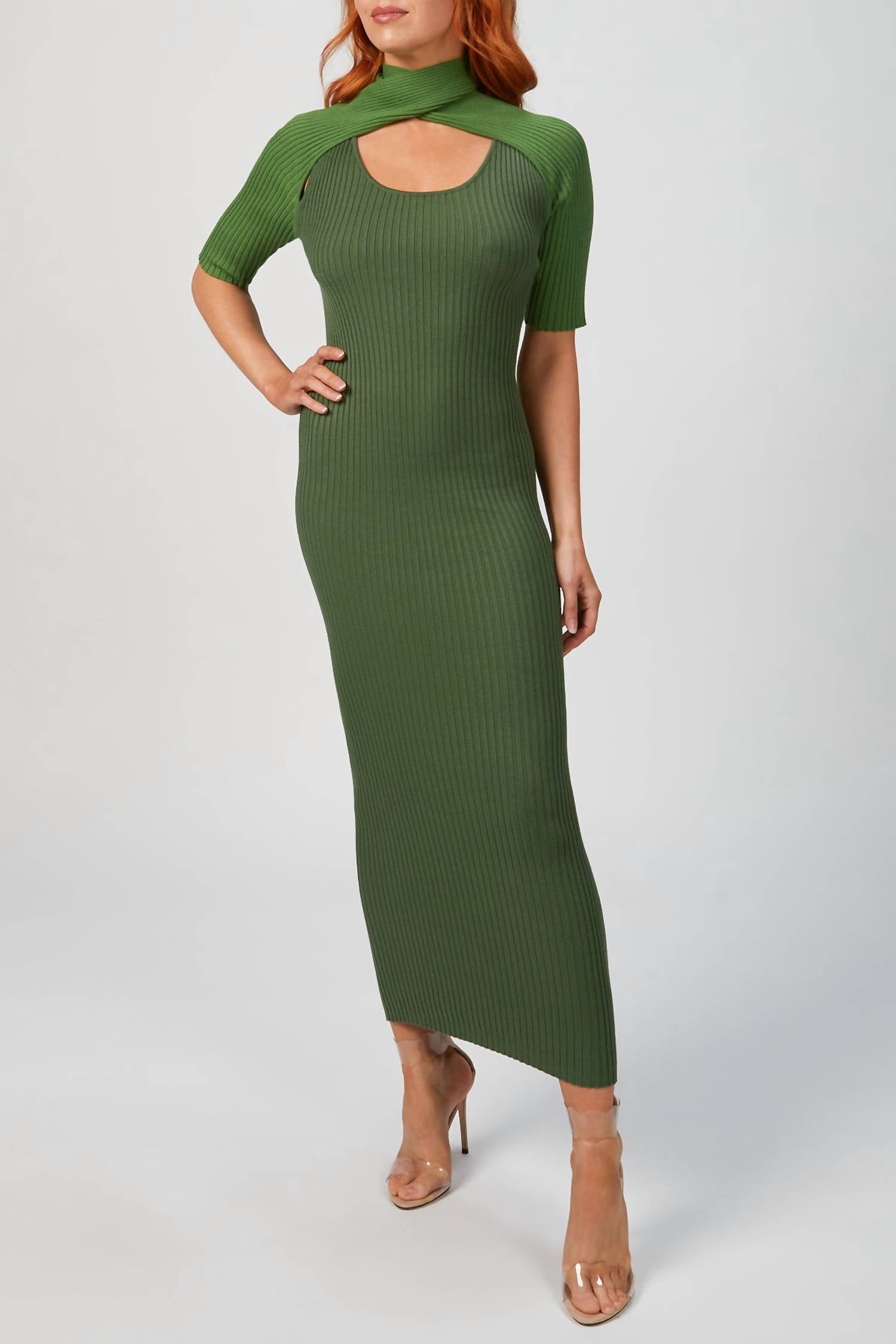 Loop Layered Knit Dress In Vert