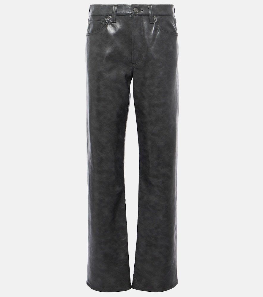 Sloane mid-rise leather straight pants