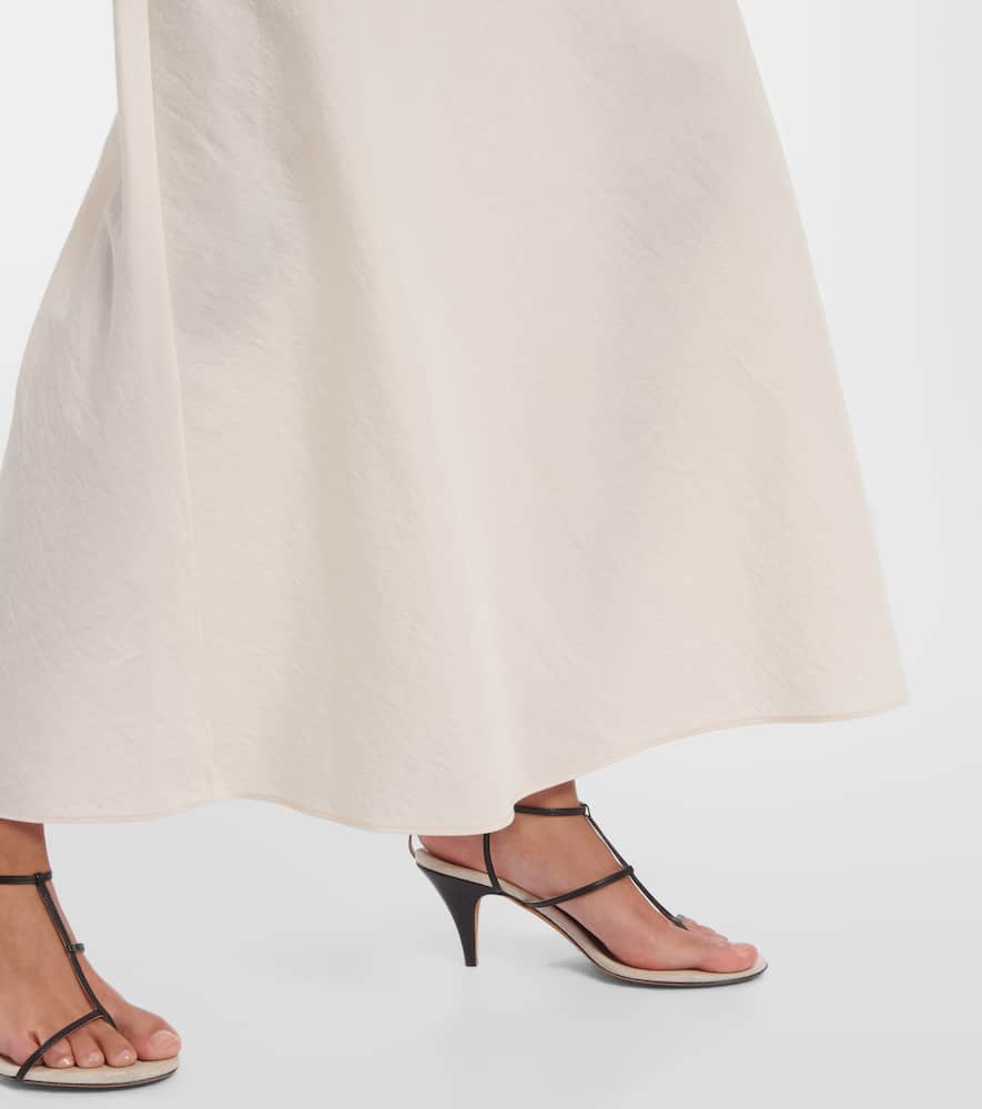 Mauva silk and cotton maxi skirt