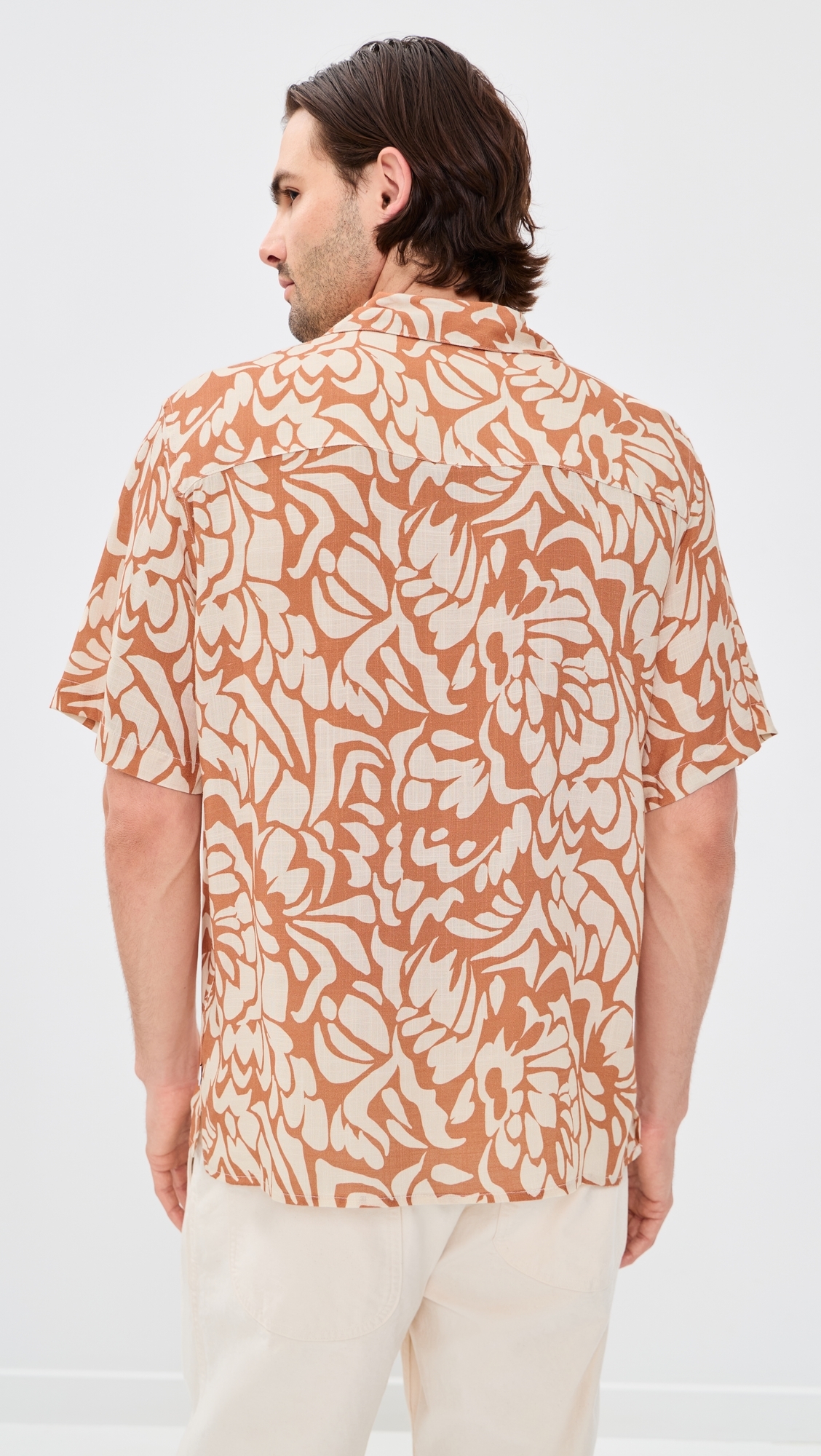 Two-Tone Floral Didcot Shirt Tan/Beige