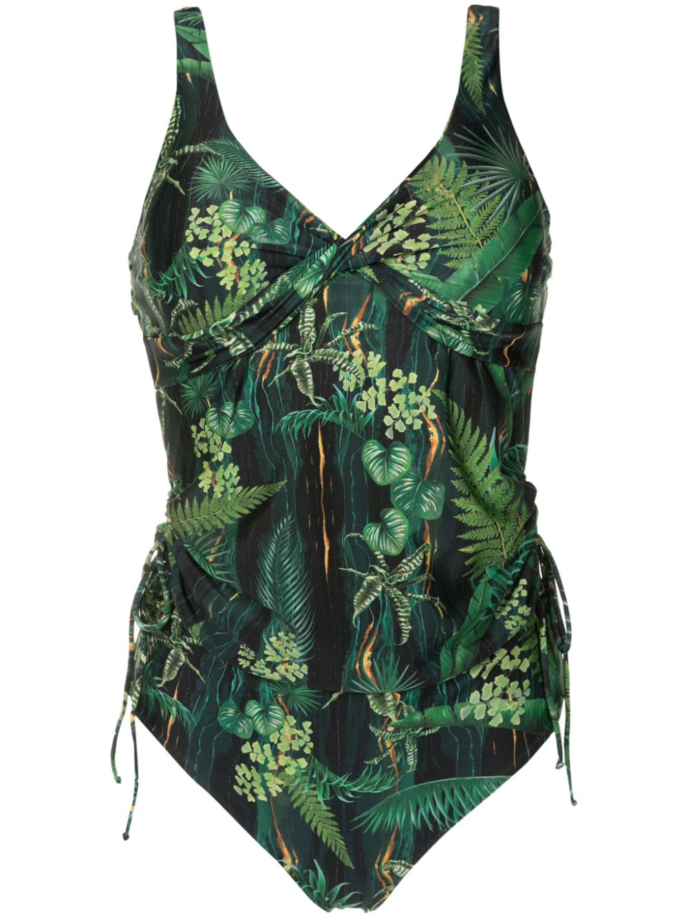 Bruma twisted leaf-print tankini - Green