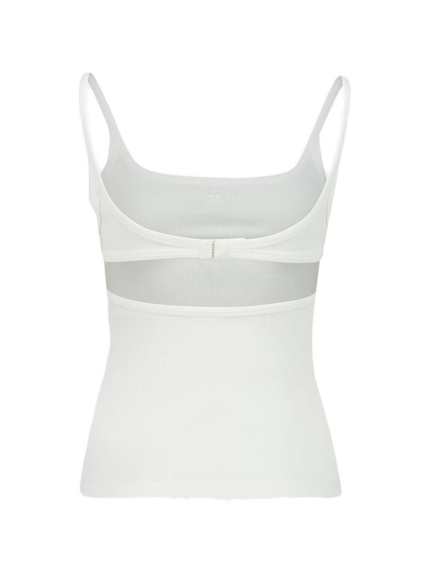 White Sleeveless Cut Out Tank Top