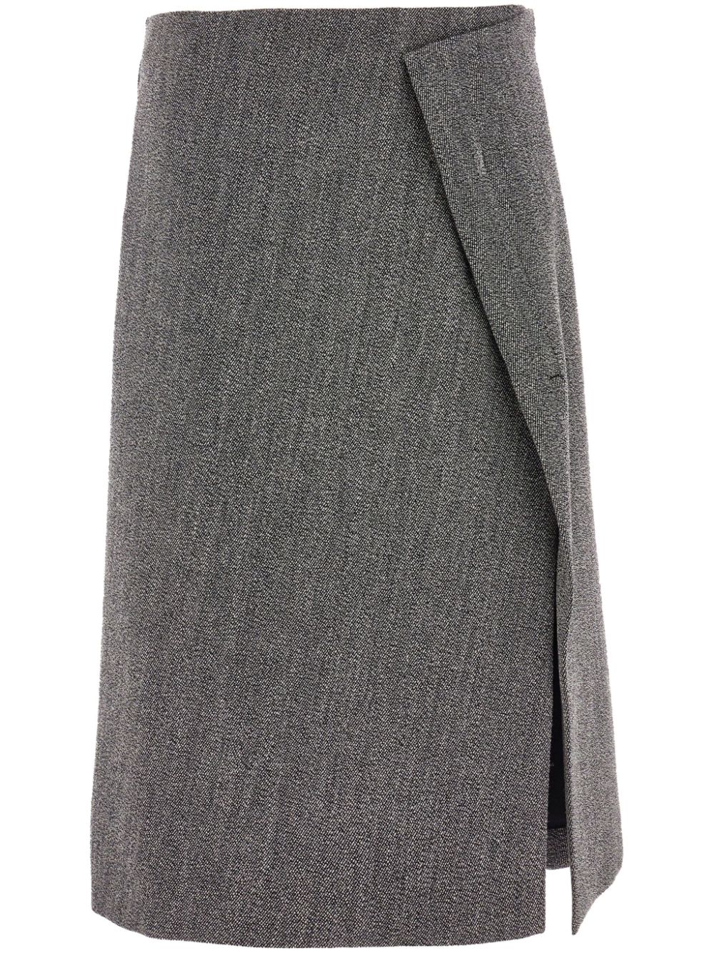 Tweed wrap midi skirt - Grey