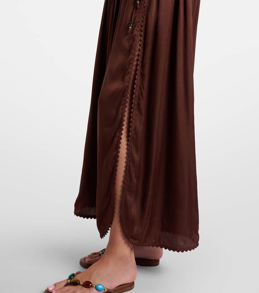 Carla pleated satin maxi skirt